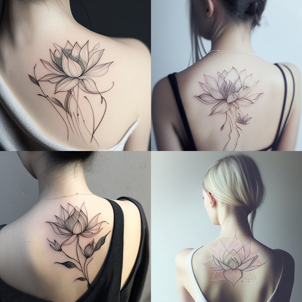 Lotusblumen Tattoo für Frauen rücken